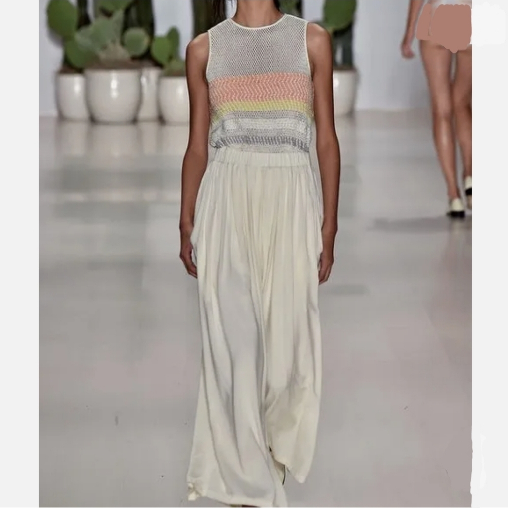 Mara Hoffman Resort Runway Woven & Mesh Crop Top Anthropologie Size XS